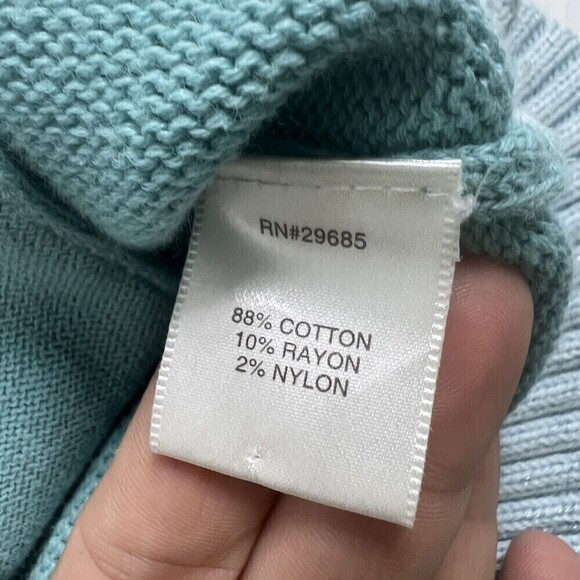Pendleton Womens Sweater LARGE Short Sleeve Blue Green Striped Pockets READ - Picture 10 of 13